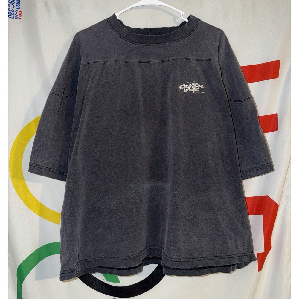 Vintage 90s California Crazee Wear T Shirt 2XL (29x26) Boxy Black Distressed
